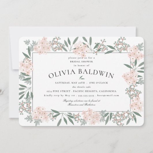 Blushing Garden Wedding Brautparty Einladung (Vorderseite)