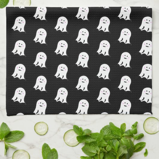 Blushing Ghost Niedlich Halloween Geschirrtuch (Gefaltet)