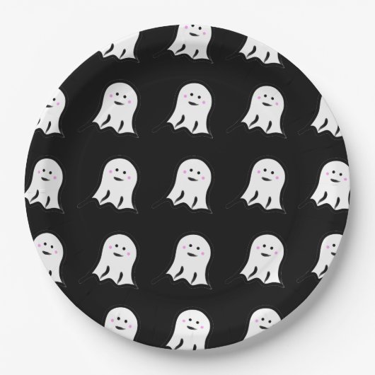 Blushing Ghost Niedlich Halloween Pappteller (Vorderseite)