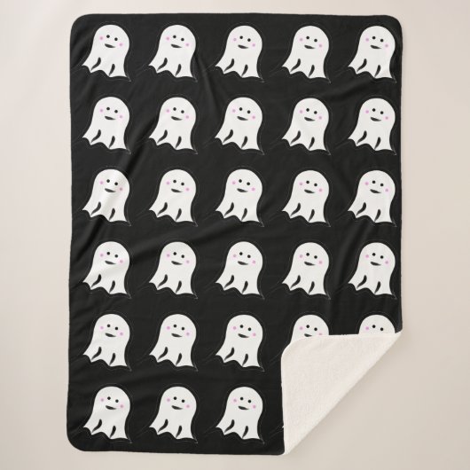 Blushing Ghost Niedlich Halloween Sherpadecke (Vorderseite)