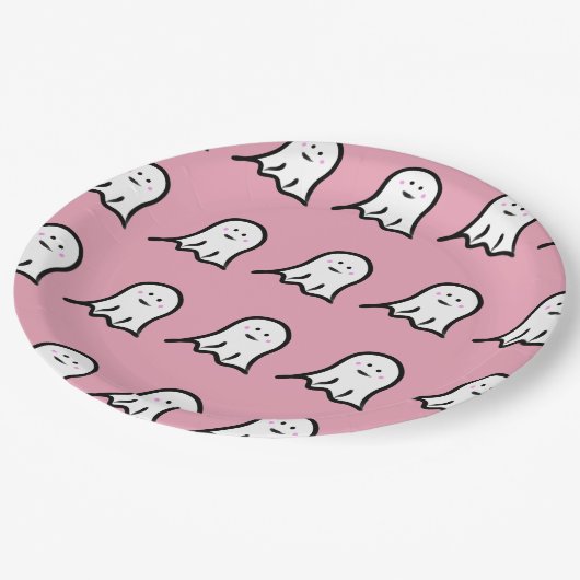 Blushing Ghosts Niedlich Halloween Pappteller (Schrägansicht)