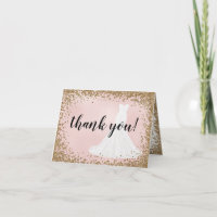 Blushing Glitzer Bridal Kleid Bridal Danke Karte