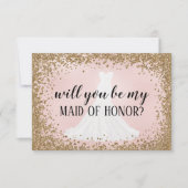 Blushing Glitzer Bridesmaid Vorschlag Card (Vorderseite)