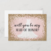 Blushing Glitzer Bridesmaid Vorschlag Card (Vorne/Hinten)