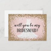 Blushing Glitzer Bridesmaid Vorschlag Card (Vorne/Hinten)
