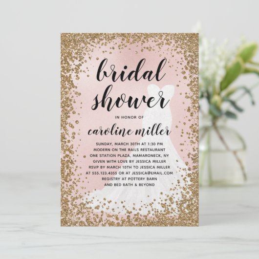 Blushing Glitzer Bridress Brautparty (Stehend Vorderseite)