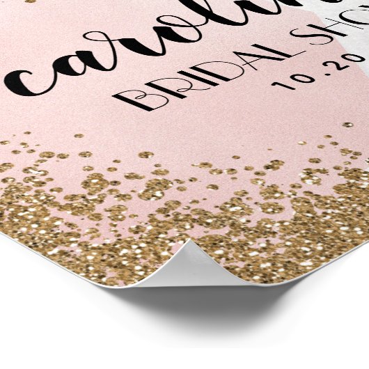 Blushing Glitzer Bridress Brautparty Zeichen Poster (Ecke)