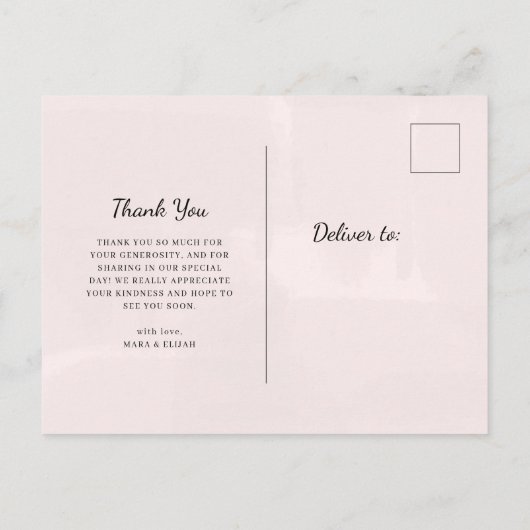 Blushing Heart | Wedding Foto Vielen Dank Einladungspostkarte (Rückseite)