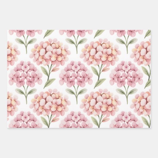 Blushing Hydrangea Geschenkpapier Set (Vorderseite)