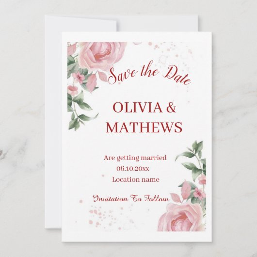 Blushing in Bloom: Eine Hochzeitsfeier in Pink Einladung (Vorderseite)