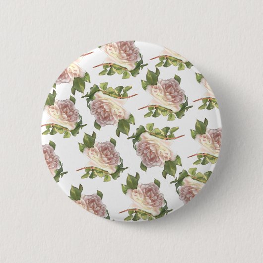 Blushing Ivory Peach Rose Button (Vorderseite)