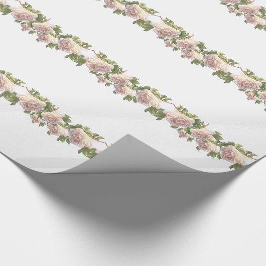 Blushing Ivory Peach Rose Geschenkpapier (Ecke)