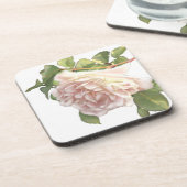 Blushing Ivory Peach Rose Getränkeuntersetzer (Linke Seite)