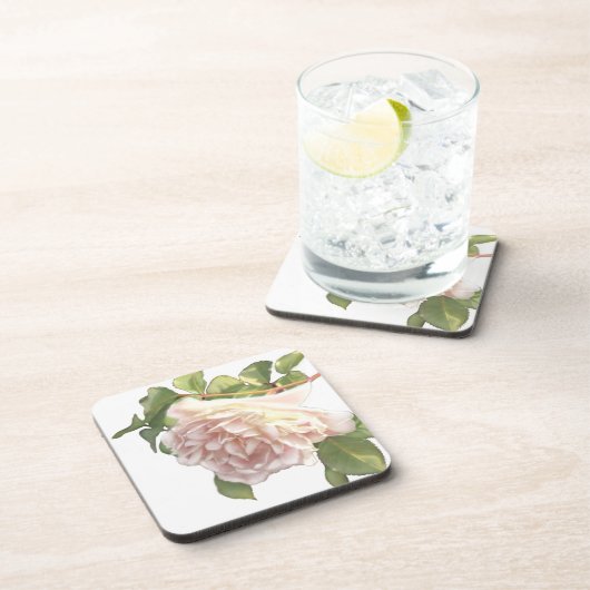 Blushing Ivory Peach Rose Getränkeuntersetzer (Rechte Seite)