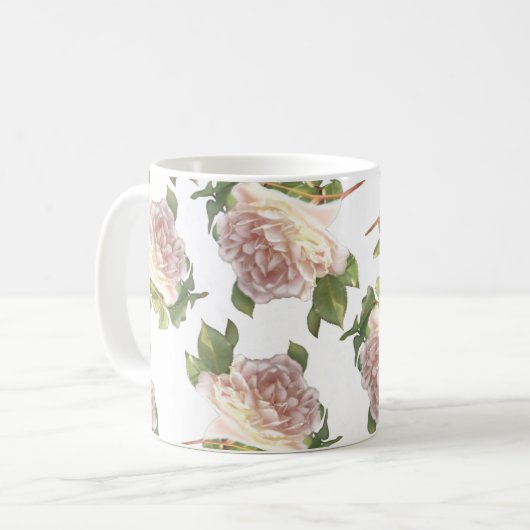 Blushing Ivory Peach Rose Kaffeetasse (Vorderseite Links)