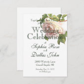 Blushing Ivory Peach Rose Kalligraphieskript Einladung (Vorne/Hinten)