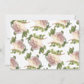 Blushing Ivory Peach Rose Kalligraphieskript Einladung (Rückseite)