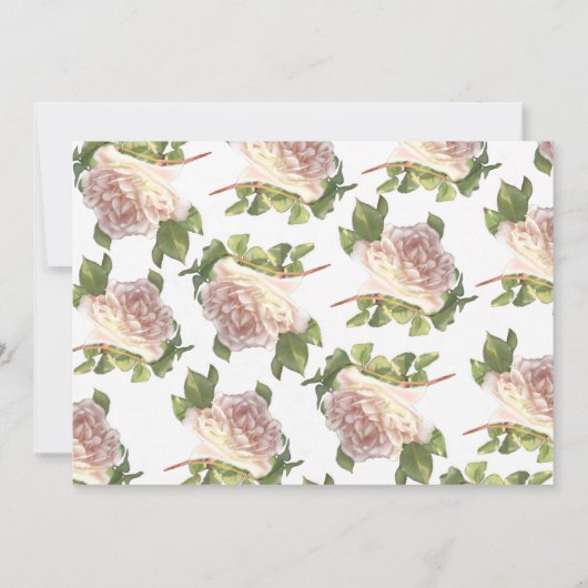 Blushing Ivory Peach Rose Kalligraphieskript Einladung (Rückseite)