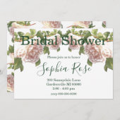 Blushing Ivory Peach Rose Kalligraphieskript Einladung (Vorne/Hinten)