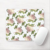 Blushing Ivory Peach Rose Mousepad (Mit Mouse)