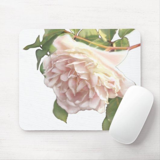 Blushing Ivory Peach Rose Mousepad (Mit Mouse)