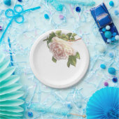 Blushing Ivory Peach Rose Pappteller (Party)