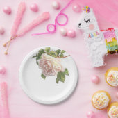 Blushing Ivory Peach Rose Pappteller (Party)