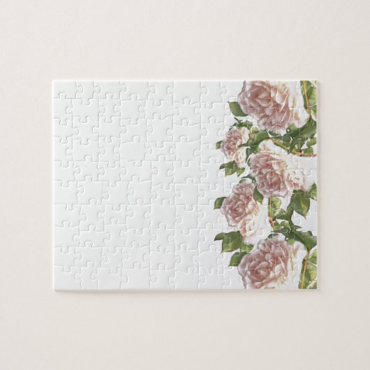 Blushing Ivory Peach Rose Puzzle (Horizontal)