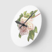Blushing Ivory Peach Rose Runde Wanduhr (Winkel)