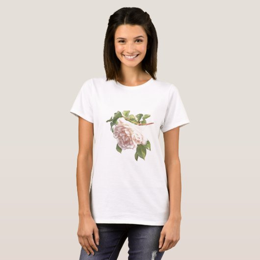 Blushing Ivory Peach Rose T-Shirt (Vorne ganz)