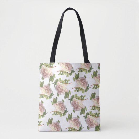Blushing Ivory Peach Rose Tasche (Vorderseite)