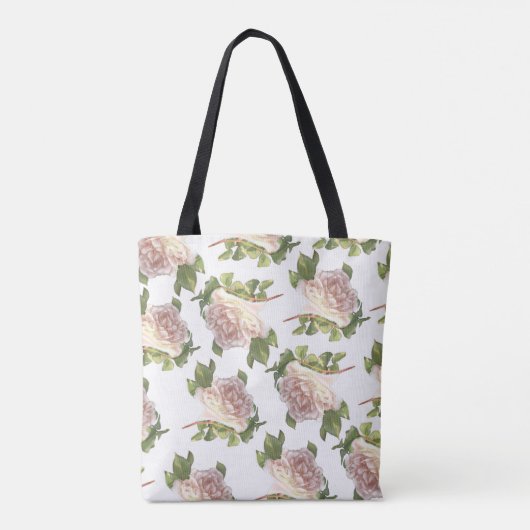 Blushing Ivory Peach Rose Tasche (Rückseite)