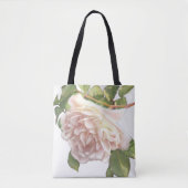 Blushing Ivory Peach Rose Tasche (Vorderseite)
