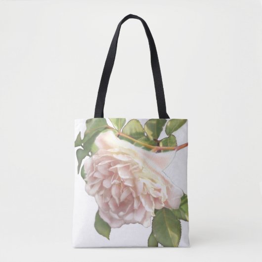Blushing Ivory Peach Rose Tasche (Vorderseite)