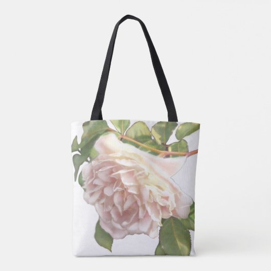 Blushing Ivory Peach Rose Tasche (Rückseite)