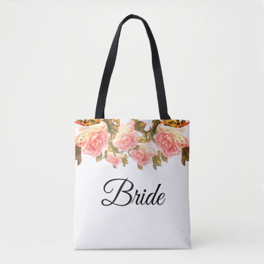 Blushing Ivory Peach Rose Tasche (Vorderseite)