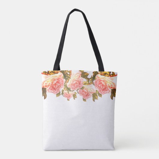 Blushing Ivory Peach Rose Tasche (Rückseite)