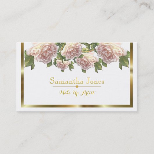 Blushing Ivory Peach Rose Visitenkarte (Vorderseite)