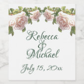 Blushing Ivory Peach Rose Weinetikett (Einzelnes Label)