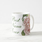 Blushing Ivory pink peach floral Rose Nana Kaffeetasse (VorderseiteRechts)