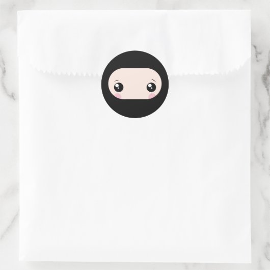 Blushing Kawaii Ninja Runder Aufkleber (Tasche)