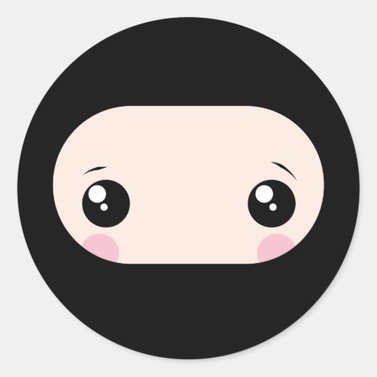 Blushing Kawaii Ninja Runder Aufkleber (Vorderseite)