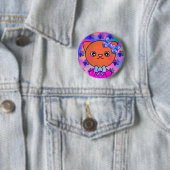 Blushing Kitty Niedlich Paw Prints Happy Smile Button (Beispiel)