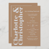 Blushing Liebe - Boho Brown & Gray Modern Einladung (Vorne/Hinten)