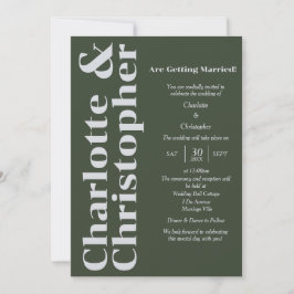 Blushing Liebe - Dunkelgrün und Grau modern Einladung