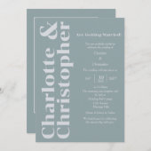 Blushing Liebe - Dusty Blue & Gray Modern Einladung (Vorne/Hinten)