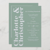 Blushing Liebe - Grün & Grau Modern Einladung (Vorne/Hinten)