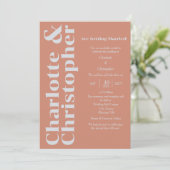 Blushing Liebe - Rosa & Grau Moderne Einladung (Stehend Vorderseite)