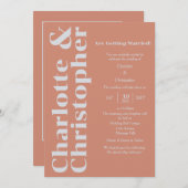 Blushing Liebe - Rosa & Grau Moderne Einladung (Vorne/Hinten)