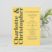 Blushing Liebe - Sunshine Yellow Moderne Einladung (Stehend Vorderseite)